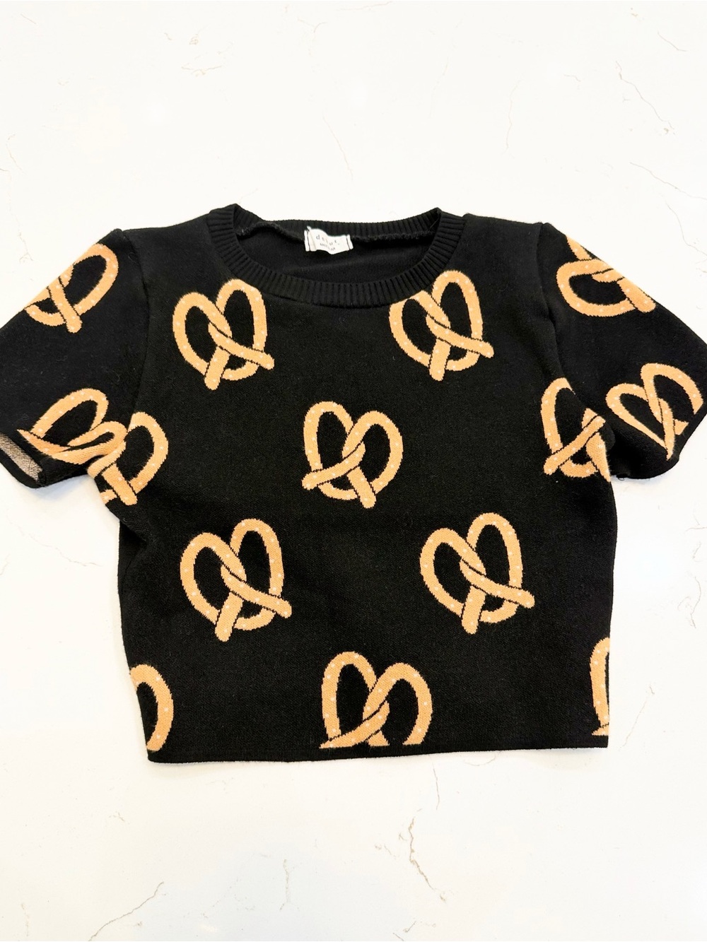 Vintage Debut Pretzel Novelty Knit Crop Top Made in USA